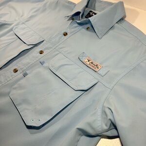Bimini Bay Outfitters Fishing Shirt Mens Medium Blue Vented Short Sleeve
